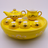 唐山整套超薄红黄釉功夫骨瓷茶具套厂家直销装茶壶茶海茶杯公道杯