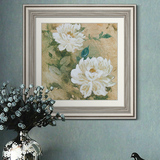 欧式装饰画 现代客厅植物花卉正方形挂画 美式卧室床头二联墙壁画