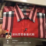 香港代购BURBERRY/博柏利男士格纹混纺长袖衬衫39835411/45547111