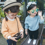 秋季新款2016韩版女童装纯色圆领套头毛衣男宝宝秋款针织儿童上衣