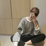 【AHY】自制 2016春季新款韩国复古bf风圆领套头卫衣宽松T恤女潮