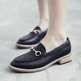 MASOO欧美街拍潮流新款方跟女鞋子 英伦风复古小皮鞋中跟女士单鞋