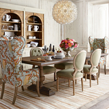法式美式复古做旧餐桌椅组合样板房餐桌实木长方形餐台北欧宜家具