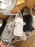 小乐在韩国 正品代购银色镜面鞋头纯牛皮系带休闲鞋 小白鞋