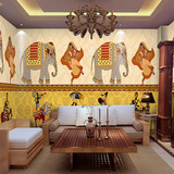 复古印度东南亚风情壁纸泰式主题餐厅酒店饭店养生瑜伽馆墙纸壁画