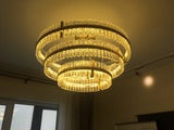 现代美式水晶柱大圆圈时尚金色水晶吊灯样板房客厅售楼处吊灯