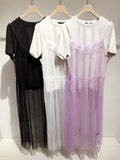 特价w closet 16夏季新款蕾丝罩衫短袖T恤两件套连衣裙
