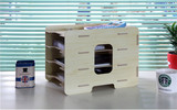 A043创意办公桌面收纳用品资料盒A4纸杂志文件架木质多层整理柜