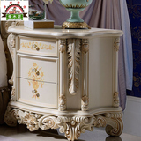 欧式床头柜实木雕花奢华白色床边柜法式宫廷手绘床头柜古典抽屉柜