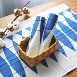 朴简 日式棉麻蓝色鱼餐巾布 桌布餐垫 隔热垫 摆拍背景布日本同款