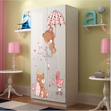 宜家简易儿童衣柜特价实木2门板式整体衣柜组合组装木质小衣柜子