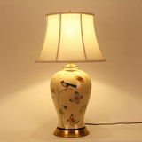 陶瓷台灯全铜花鸟客厅灯欧式美式新中式混搭美式书房卧室装饰台灯