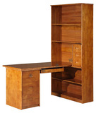 一品现代中式木歌 简约现代100%全实木电脑桌书台转角书柜组合桌