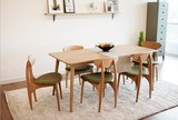 北欧创意原木胡桃木色白红橡木餐桌 日式餐桌椅组合实木餐桌宜家