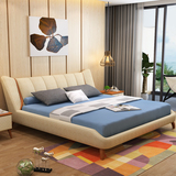 北欧布艺床 可拆洗1.8米双人床实木床小户型布床卧室现代婚床软床