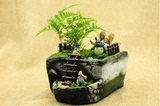 苔藓微景观龙猫摆件办公室盆栽绿植物生态瓶创意diy多肉花盆陶瓷