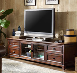 美式乡村实木家具定制 客厅储物电视柜简约现代地柜长方形视听柜
