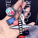韩国进口亚克力小飞机汽车钥匙扣 卡通礼品钥匙链多吊坠包包挂件