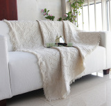 欧式出口万能沙发套线毯子米色纯棉线沙发巾床全盖毯包邮简约现代