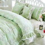 床上用品小清新田园绿色纯棉四件套 全棉公主床单三件套夏季家纺