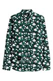 H&M HM男装专柜正品代购 1月 绿色米奇米老鼠印花长袖衬衫0341880