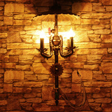 美式田园复古工业风餐厅创意酒吧壁灯咖啡厅个性铁艺艺术水管壁灯
