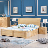 实木床1.5松木单人双人床1.8米简约 现代高箱气压床定制白色家具