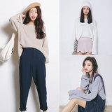 韩国春季新款毛衣针织衫宽松大袖子百搭显瘦纯色打底罩衫文艺女装