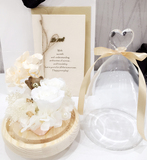 【慕意】七夕礼物进口白色永生花玫瑰花礼盒花盒玻璃罩花艺礼品