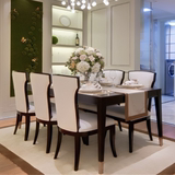 新中式餐桌椅新古典酒店洽谈桌椅客厅实木布艺现代简约餐桌椅组合