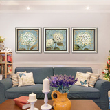 美式简约乡村地中海绣球花装饰画欧式田园卧室客厅沙发背景墙挂画