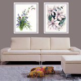 diy数字油画三联 花卉 现代简约大幅定制手绘填色客厅装饰画包邮