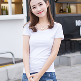 韩国版女装基础款女式t恤衫短袖紧身女士纯棉女上衣夏装纯色半袖