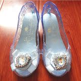 迪士尼灰姑娘水晶鞋儿童高跟鞋水晶凉鞋亮灯女童凉鞋发光鞋演出鞋