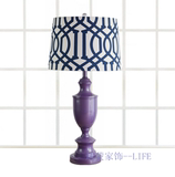 软装设计紫色金属装饰台灯美式欧式新古典后现代样板房家具摆设