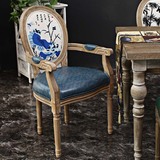 欧式复古做旧实木餐椅 美式休闲椅 咖啡椅酒店餐厅椅化妆椅子特价