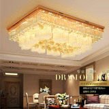 新款玫瑰金长方形水晶灯现代客厅灯LED吸顶简约大气卧室灯饰灯具