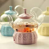 肆月 阿拉伯玻璃茶壶茶杯套装耐高温玻璃水果茶花茶壶含加热烛台