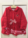 韩国童装 16春男孩女孩阿露露女童红色蝴蝶结公主风衣 儿童外套