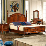 美式床卧室家具 实木1.8米双人床欧式婚床简约现代高箱储物床特价
