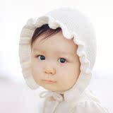 韩国进口婴儿帽子 花边针织包头帽宫廷帽公主帽套头帽 宝宝帽子