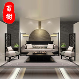 现代新中式布艺实木沙发椅组合单人售楼处小户型客厅家具禅意沙发