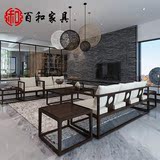 新中式沙发床现代小户型客厅家具布艺仿古样板房家具实木沙发定制