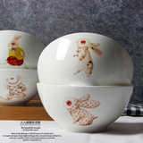 时光兔6寸碗 骨瓷沙拉碗汤碗面碗谷物碗麦片碗创意陶瓷碗甜品碗