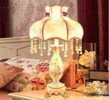 欧式台灯美式韩式乡村田园复古蕾丝布艺树脂卧室床头装饰台灯结婚