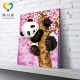 真心意diy儿童数字油画 自己画手绘动物手工填色装饰画 可爱熊猫