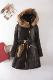 外贸品质 2015冬装新款女装貉子大毛领羽绒服 中长款保暖修身外套
