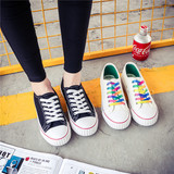 韩国ulzzang 帆布鞋女系带学生板鞋运动鞋韩版平跟球鞋休闲小白鞋