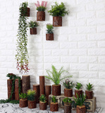 创意简约立体店铺墙上仿真植物挂饰树桩组合背景装饰家居墙饰壁饰