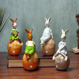 美式创意简约树脂兔子小摆件家居装饰品 卧室客厅酒柜树脂摆设